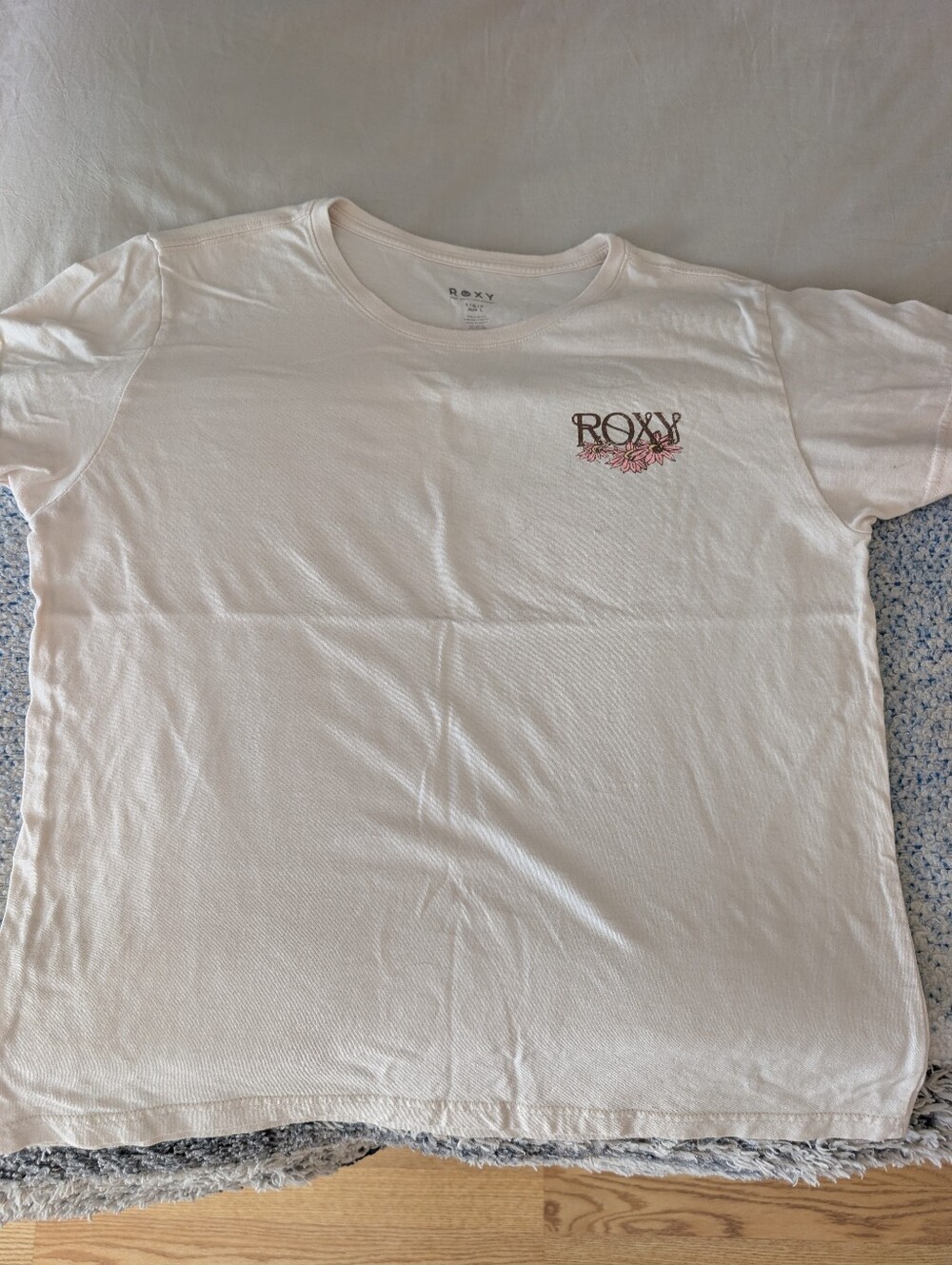 Wonens Roxy Cream Short Sleeve Tee with Logo